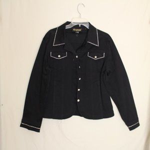 Christine Alexander Black Rhinestone Embroidered Jacket